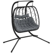 Image of a Double Hanging Garden Chair With Stand, Black