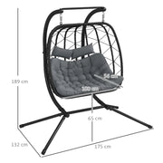 Image of a Double Hanging Garden Chair With Stand, Black