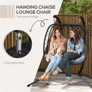 Image of a Double Hanging Garden Chair With Stand, Black