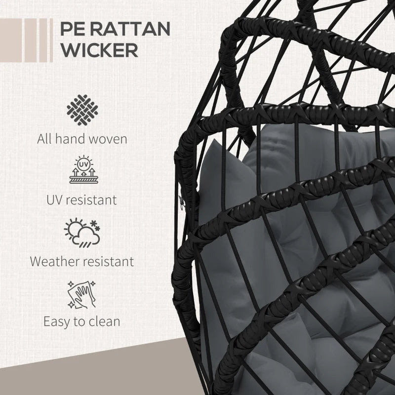 Image of a Double Hanging Garden Chair With Stand, Black