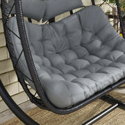 Image of a Double Hanging Garden Chair With Stand, Black