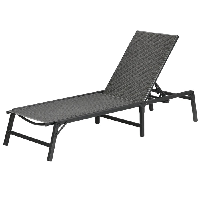 Image of a Grey Folding Rattan Sun Lounger 