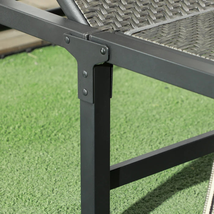 Image of a Grey Folding Rattan Sun Lounger 