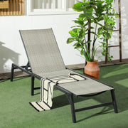 Image of a Folding Rattan Sun Lounger Mixed Grey With Black Frame 