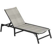 Image of a Folding Rattan Sun Lounger Mixed Grey With Black Frame 