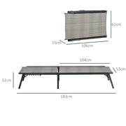 Image of a Folding Rattan Sun Lounger Mixed Grey With Black Frame 