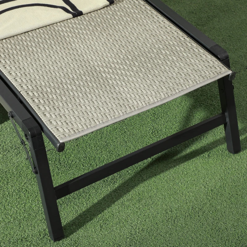 Image of a Folding Rattan Sun Lounger Mixed Grey With Black Frame 