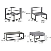Image of an Outsunny Garden Sofa And Table Set, Grey 