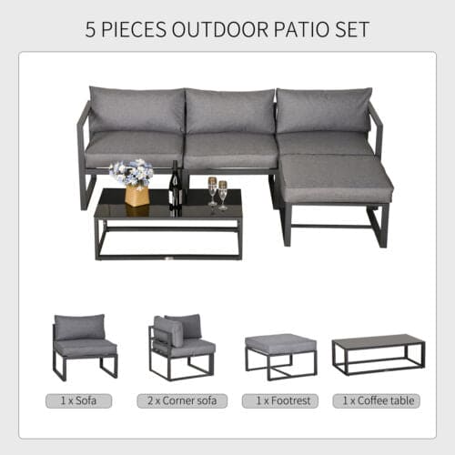 Image of an Outsunny Garden Sofa And Table Set, Grey 