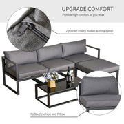 Image of an Outsunny Garden Sofa And Table Set, Grey 