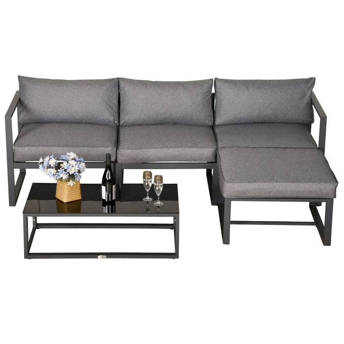 Image of an Outsunny Garden Sofa And Table Set, Grey 