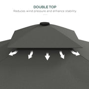 Image of a Grey Square Cantilever Parasol With White Scalloped Edges And a Double Top Roof 