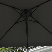 Image of a Grey Square Cantilever Parasol With White Scalloped Edges And a Double Top Roof 