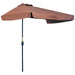 Image of a Brown Outsunny Half Balcony Patio Sun Parasol With Crank Handle