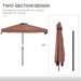 Image of a Brown Outsunny Half Balcony Patio Sun Parasol With Crank Handle