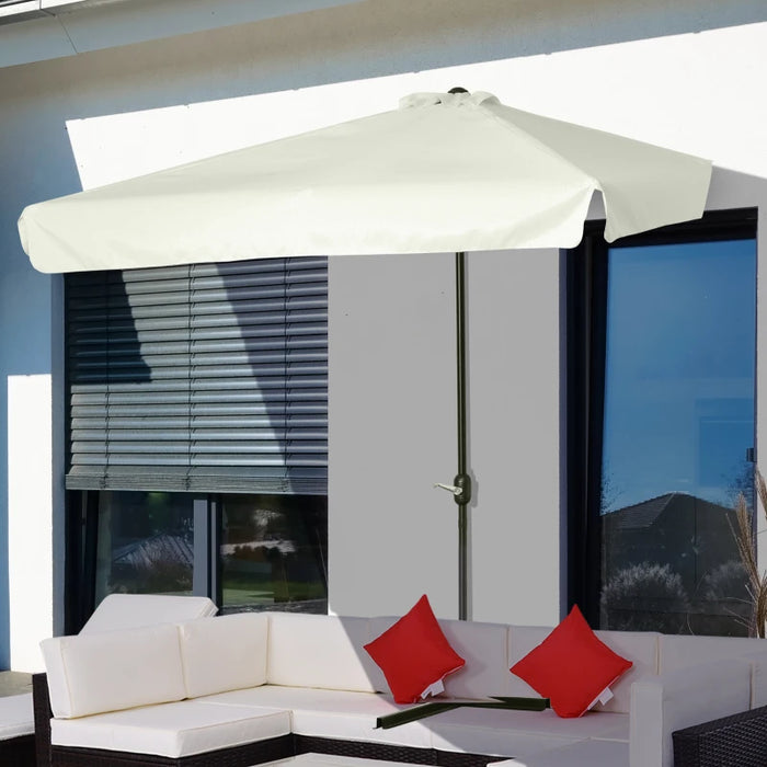 Image of a White Outsunny Half Balcony Patio Sun Parasol With Crank Handle