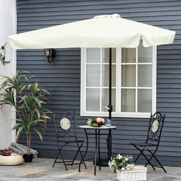 Image of a White Outsunny Half Balcony Patio Sun Parasol With Crank Handle