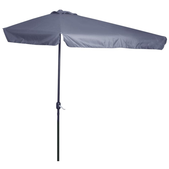 Image of a Grey Outsunny Half Balcony Patio Sun Parasol With Crank Handle