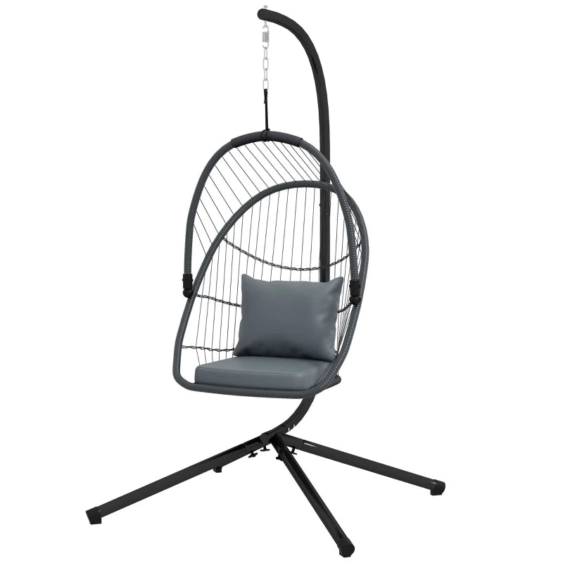 Image of a Hanging Egg Chair With Stand, Grey
