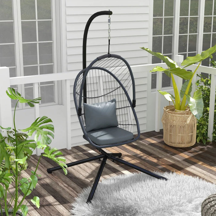 Image of a Hanging Egg Chair With Stand, Grey