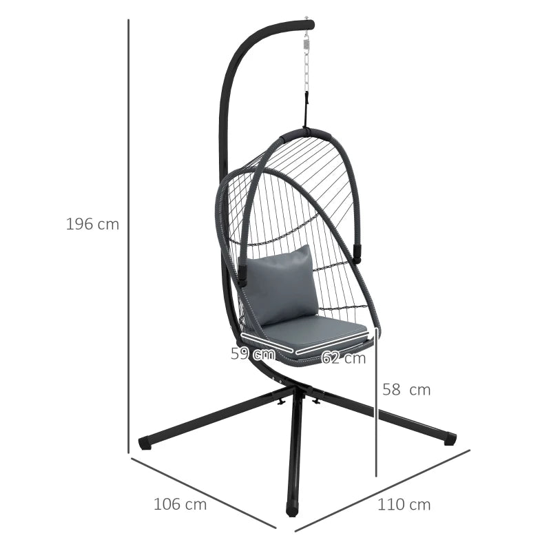 Image of a Hanging Egg Chair With Stand, Grey