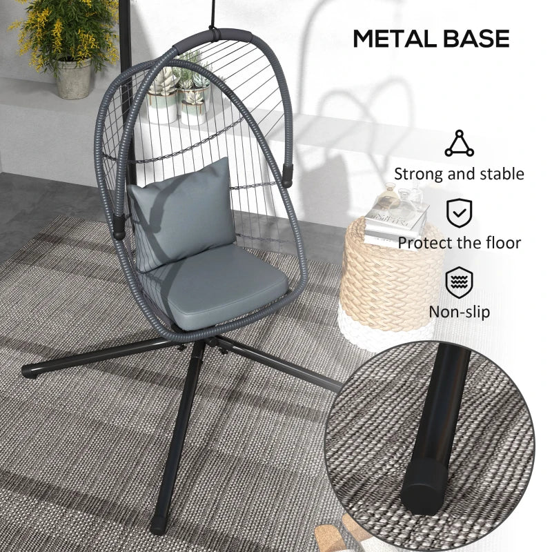 Image of a Hanging Egg Chair With Stand, Grey