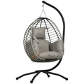 Image of a Hanging Egg Chair With Stand, Light Grey