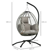 Image of a Hanging Egg Chair With Stand, Light Grey