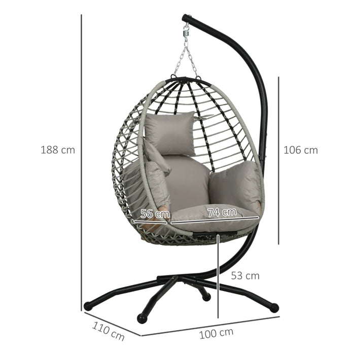 Image of a Hanging Egg Chair With Stand, Light Grey