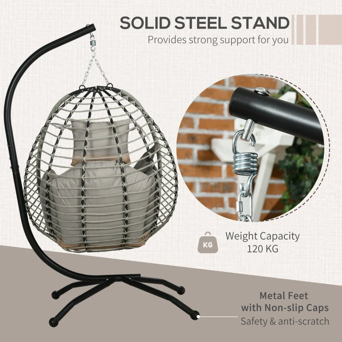 Image of a Hanging Egg Chair With Stand, Light Grey