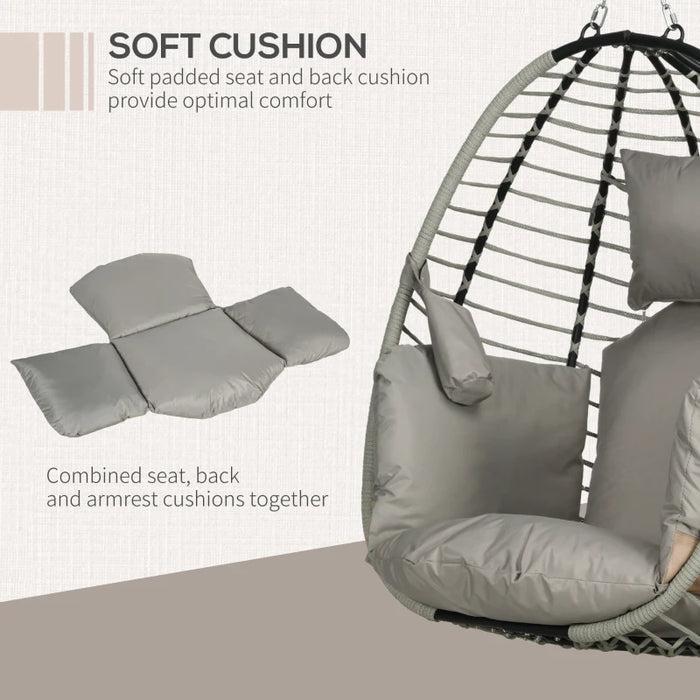 Image of a Hanging Egg Chair With Stand, Light Grey