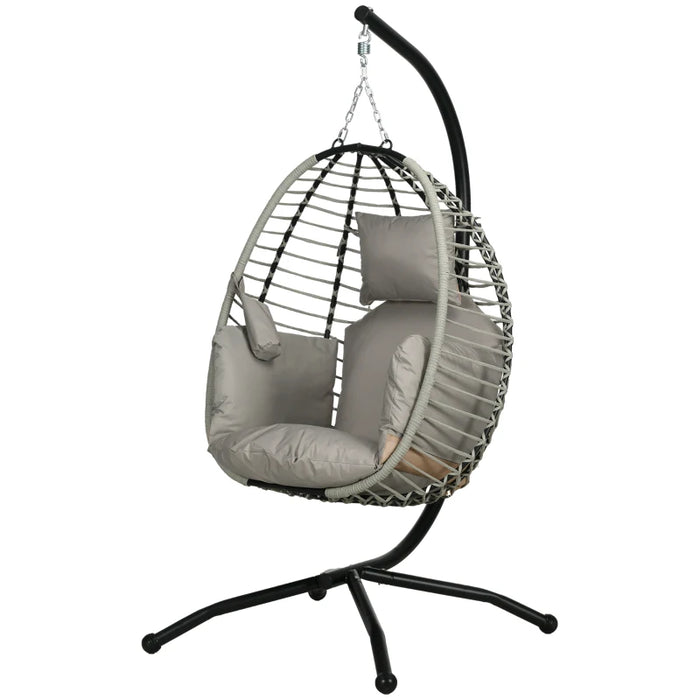 Image of a Hanging Egg Chair With Stand, Light Grey