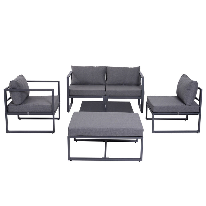 Image of an Outsunny Metal Sectional Garden Sofa Set, Grey