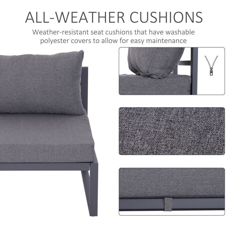 Image of an Outsunny Metal Sectional Garden Sofa Set, Grey