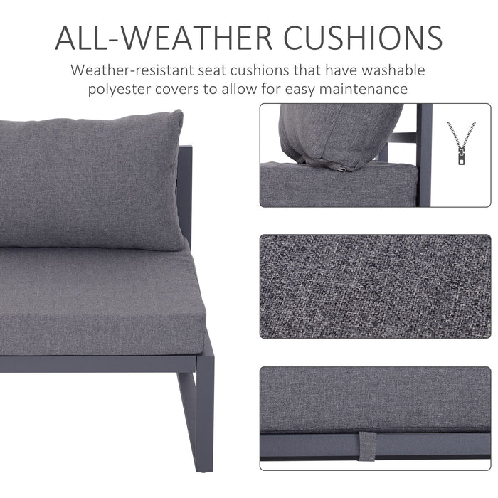 Image of an Outsunny Metal Sectional Garden Sofa Set, Grey