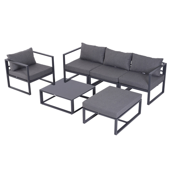 Image of an Outsunny Metal Sectional Garden Sofa Set, Grey