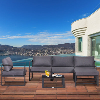 Image of an Outsunny Metal Sectional Garden Sofa Set, Grey