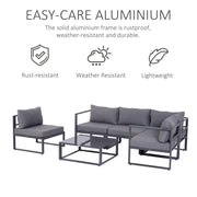 Image of an Outsunny Modern Aluminium Garden Furniture Set, Grey