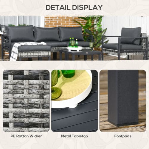 Image of an Outsunny Modern Patio Furniture Set, Charcoal