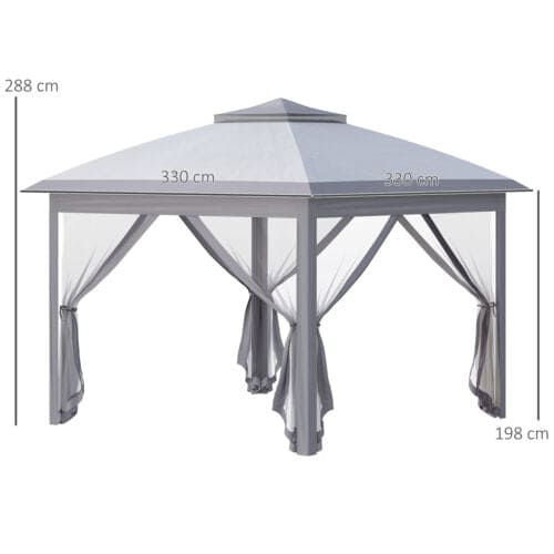 Image of an Outsunny Modern Pop Up Garden Gazebo With Mesh Side, Grey