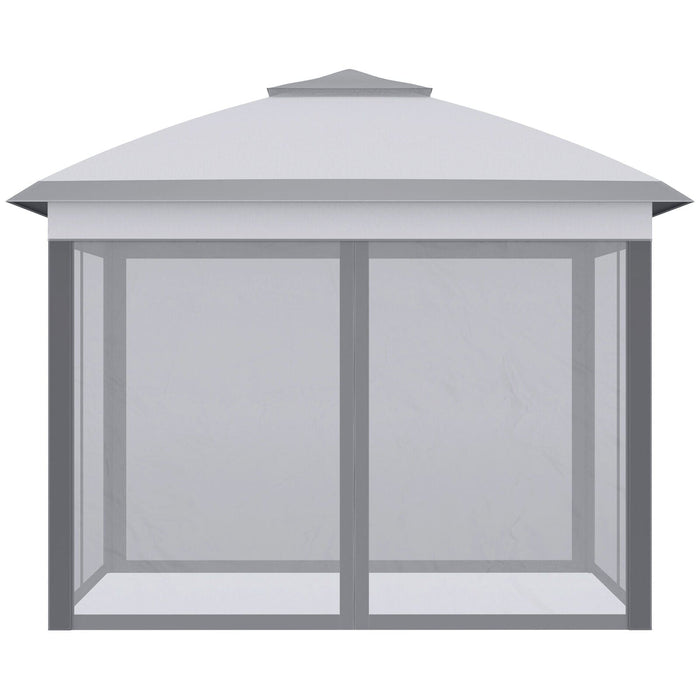 Image of an Outsunny Modern Pop Up Garden Gazebo With Mesh Side, Grey