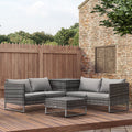 Modern 3 Piece Outdoor Rattan Set - Sofa, Love Seat, Table Outsunny
