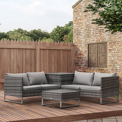 Modern 3 Piece Outdoor Rattan Set - Sofa, Love Seat, Table Outsunny