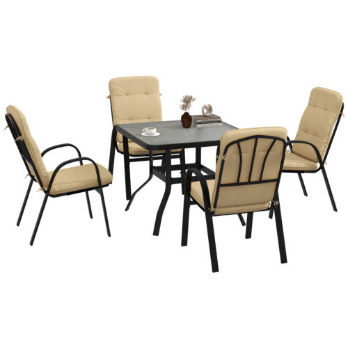 Image of an Outsunny 4 Seat Patio Dining Set, Beige