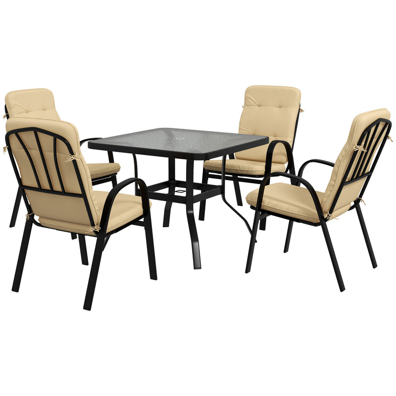 Image of an Outsunny 4 Seat Patio Dining Set, Beige