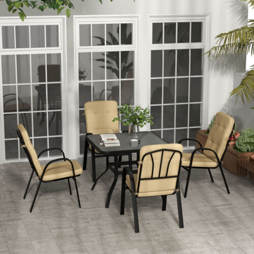 Image of an Outsunny 4 Seat Patio Dining Set, Beige