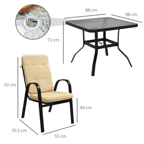 Image of an Outsunny 4 Seat Patio Dining Set, Beige