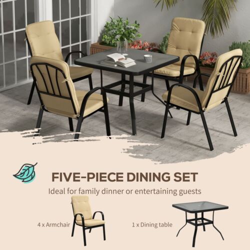 Image of an Outsunny 4 Seat Patio Dining Set, Beige