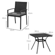Image of an Outsunny 4 Seat Patio Dining Set, Black