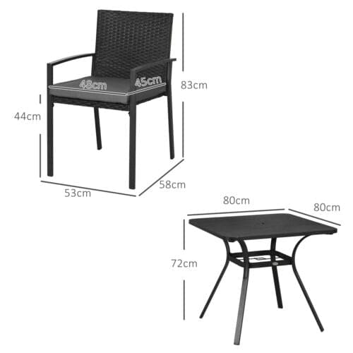 Image of an Outsunny 4 Seat Patio Dining Set, Black